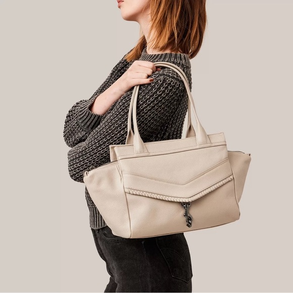 Botkier Trigger Leather Satchel Dove Off White Cream Shoulder Bag EUC - Picture 1 of 6